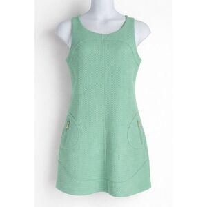 Sharagano Vintage-Inspired Textured Shift Dress Mint Zip Size 14 50's Mad Men